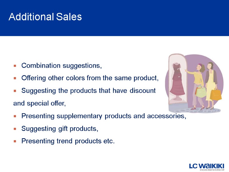Additional Sales Combination suggestions, Offering other colors from the same product, Suggesting the products